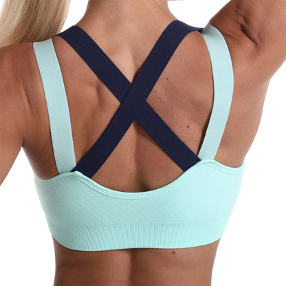 soutien gorge bretelles croisées vert bleu marine yoga