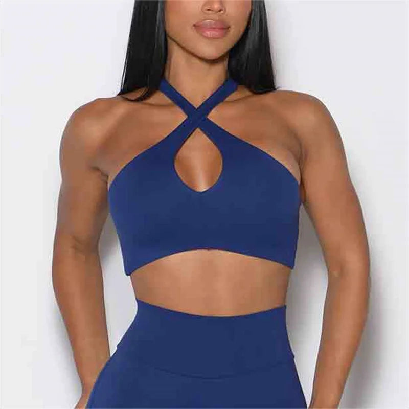 Soutien gorge croisé devant bleu magnétique