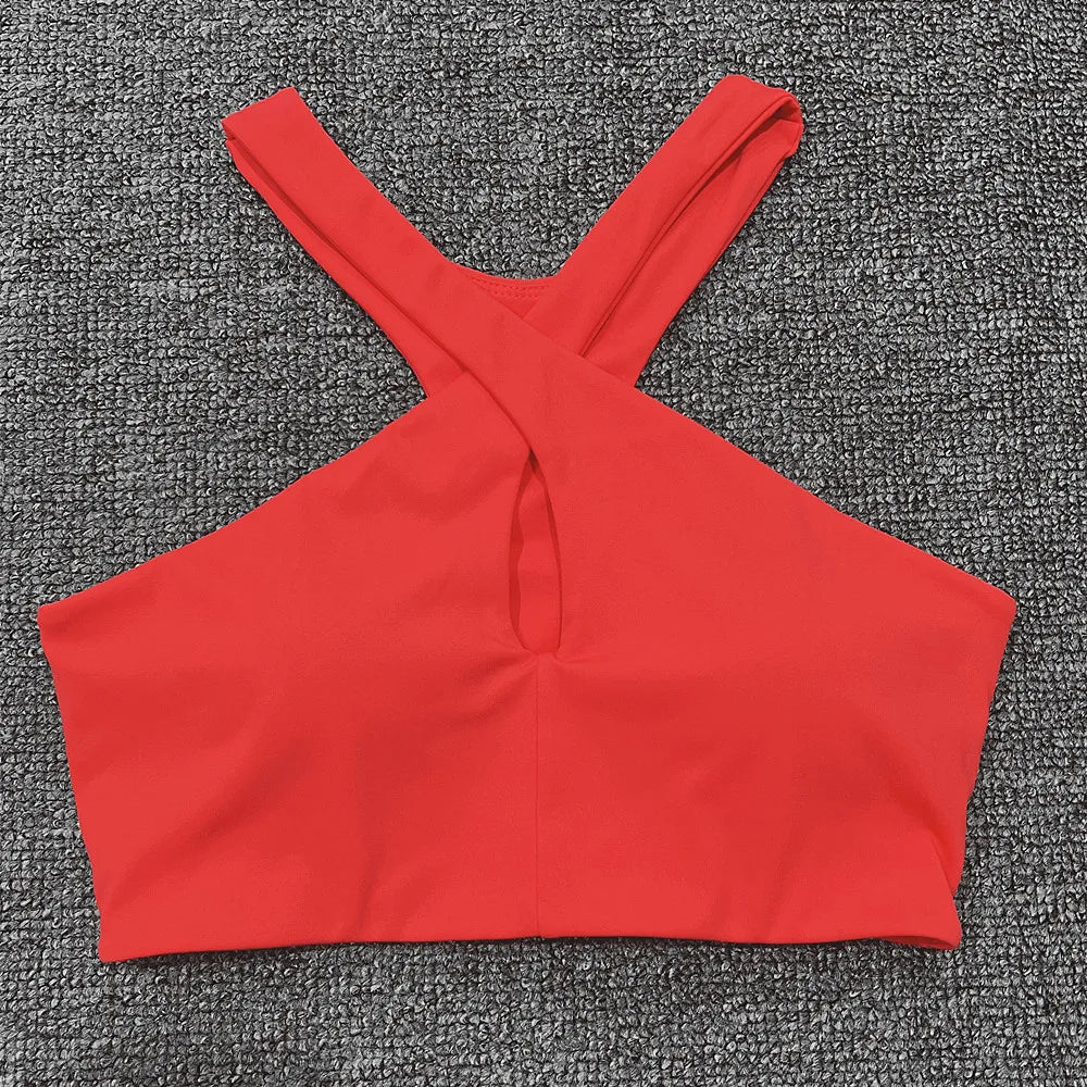 Soutien gorge croisé devant rouge sans couture