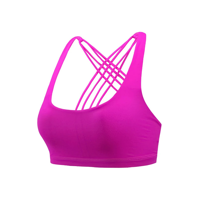 Soutien-gorge bretelles croisées fuchsia – Top yoga sport femme