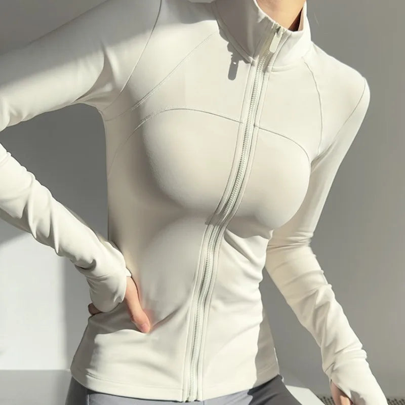 Veste yoga femme zippée blanche légère et respirante