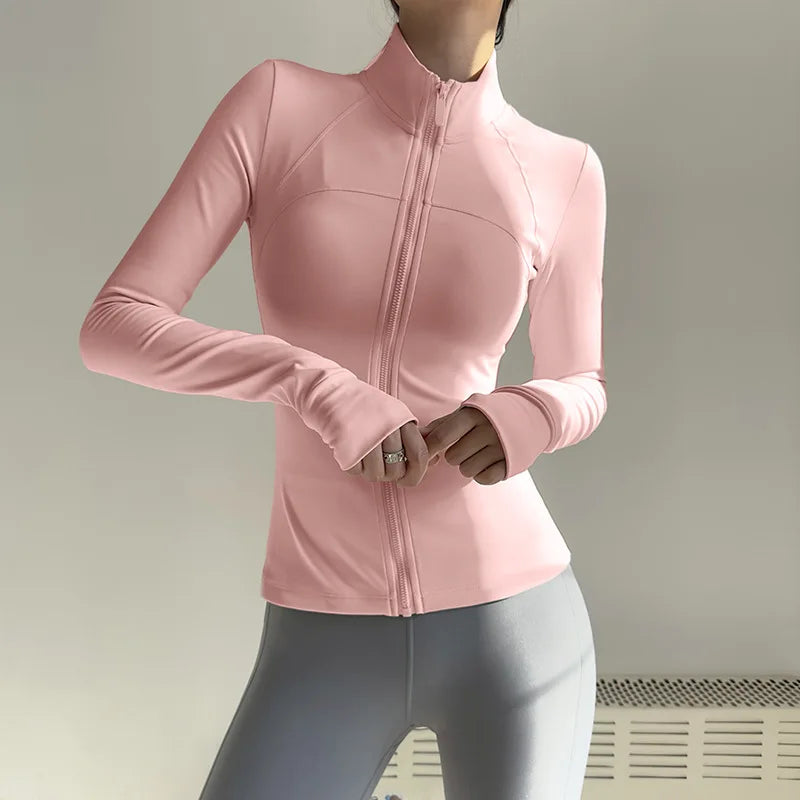Veste yoga femme zippée rose poudré sport