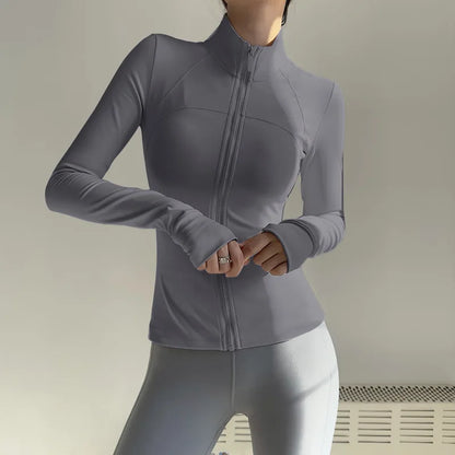 Veste yoga femme zippée gris cendré séchage rapide