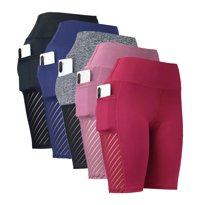 Yoga short femme poche latérale - 5 couleurs détail - tissu technique