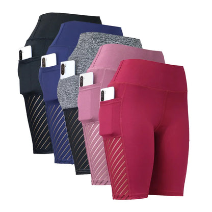 Yoga short femme poche latérale - 5 couleurs détail - tissu technique