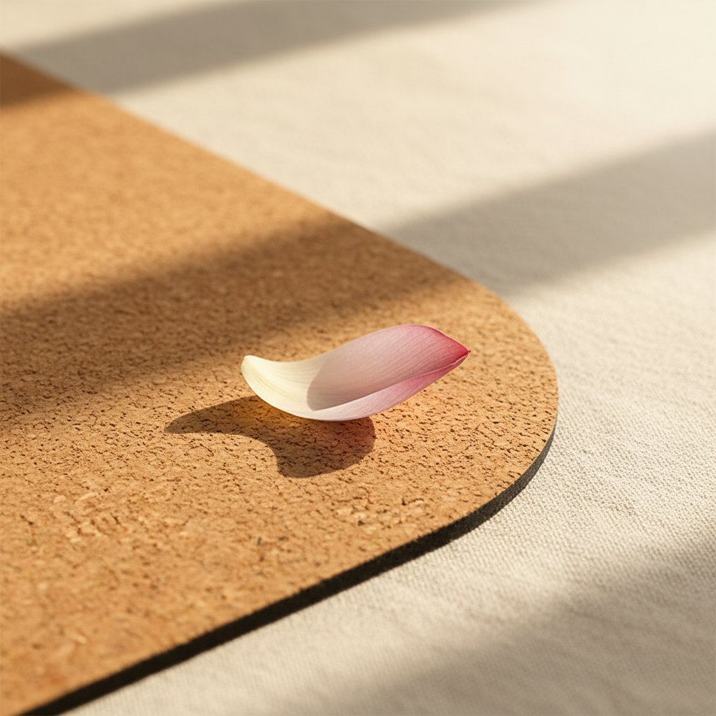 Texture liège naturel du Yogamat antidérapant – détail matière écologique