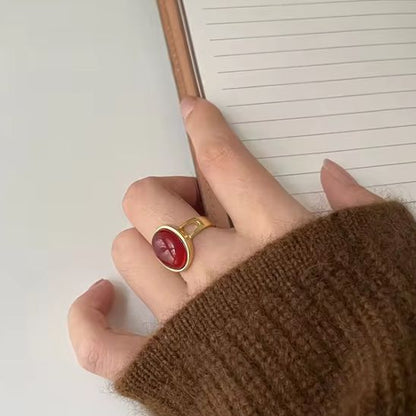 Bague acier inoxydable | Agate Rouge - Aurenergie FitYoga