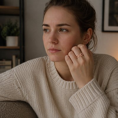 Bague anti stress apaisante femme dorée perles mobiles ajustable