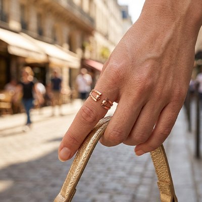 Bague anti stress dorée perles mobiles