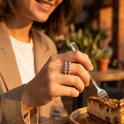 Bague anti stress double billes rotatives femme