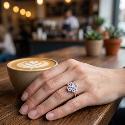 Bague anti stress femme fleur rotative