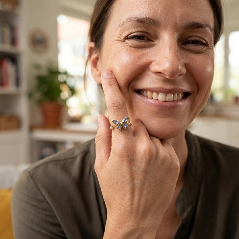 Bague anti stress femme souriante
