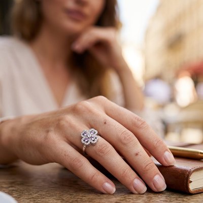 Bague anti stress fleur rotative femme