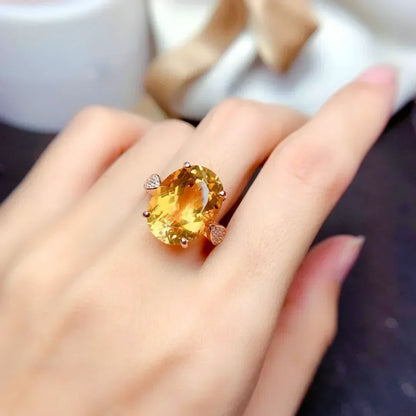 Bague citrine en argent sterling 925 plaqué or ou platine zircons