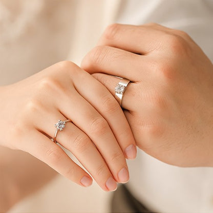 Bague couple acier inoxydable zircons