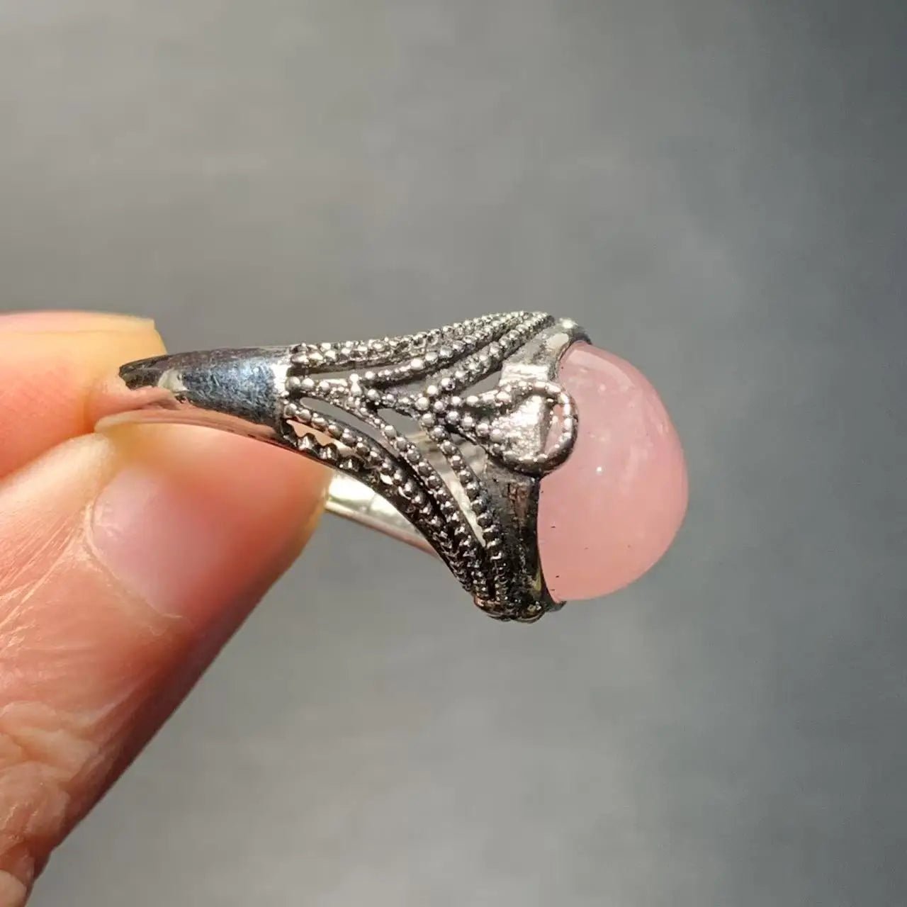 Bague en quartz rose | Acier inoxydable - Aurenergie FitYoga