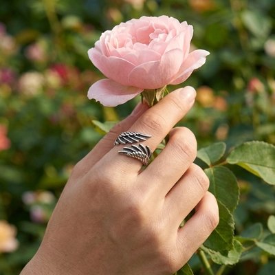 Bague femme argent ailes d'ange