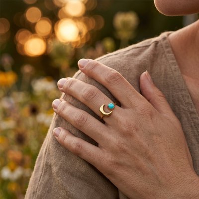Bague femme croissant de lune nature