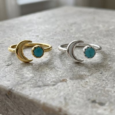 Bague femme croissant de lune opale or ou argent