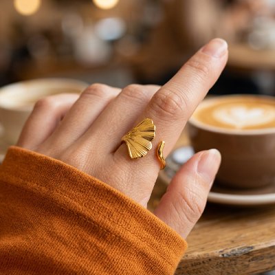 Bague femme forme éventail art deco règlable