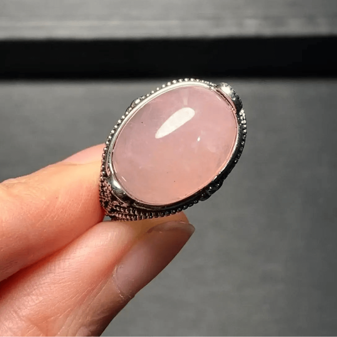 Bague en quartz rose | Acier inoxydable - Aurenergie FitYoga