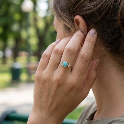 Bague femme sertie d'une turquoise