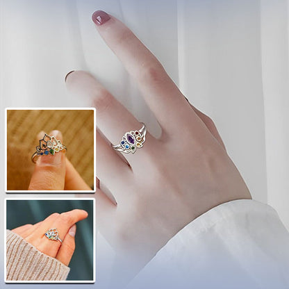 Bague fleur de lotus 7 chakras acier inoxydable or ou argenté