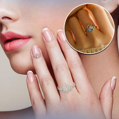 Bague fleur de lotus 7 chakras acier inoxydable or ou argenté