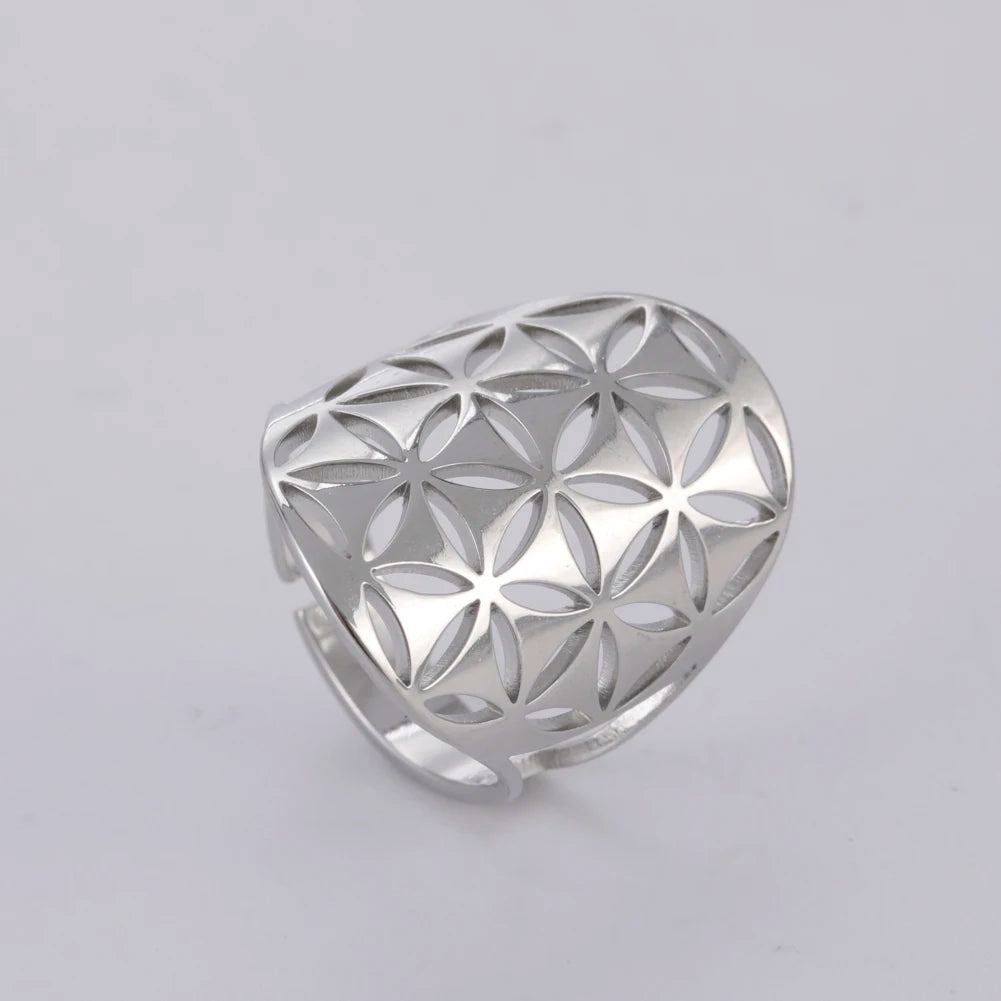 Bague fleur de vie ajustable taille universelle