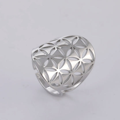 Bague fleur de vie ajustable taille universelle