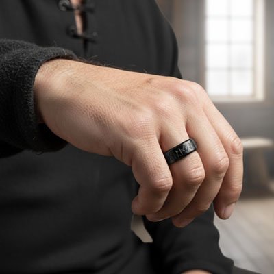 Bague homme acier inoxydable noir