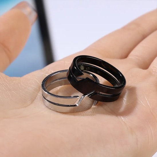 Bague homme design acier inoxydable noir ou argenté