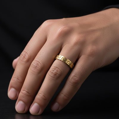 Bague homme anneau design géométrique