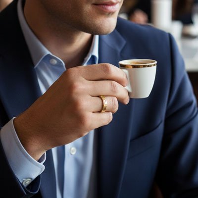 Bague homme anneau design géométrique