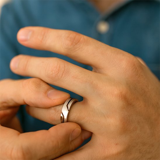 Bague homme design acier inoxydable noir ou argenté