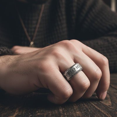 Bague homme runes argent