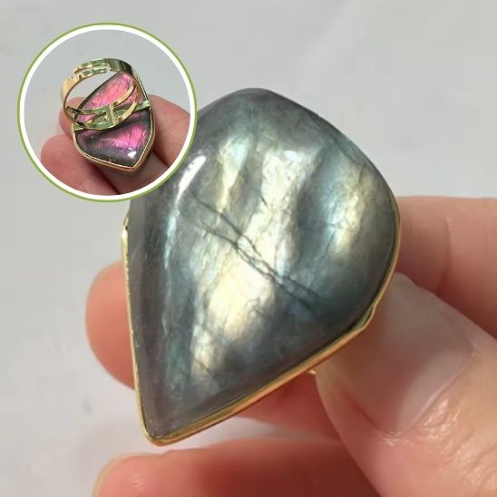 Bague pierre naturelle | Labradorite