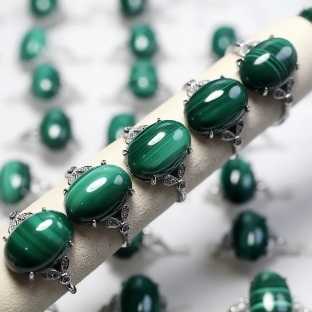Bagues malachite femme argent collection pierre naturelle