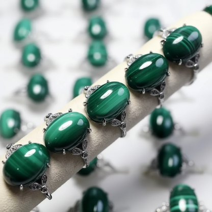Bagues malachite femme argent collection pierre naturelle