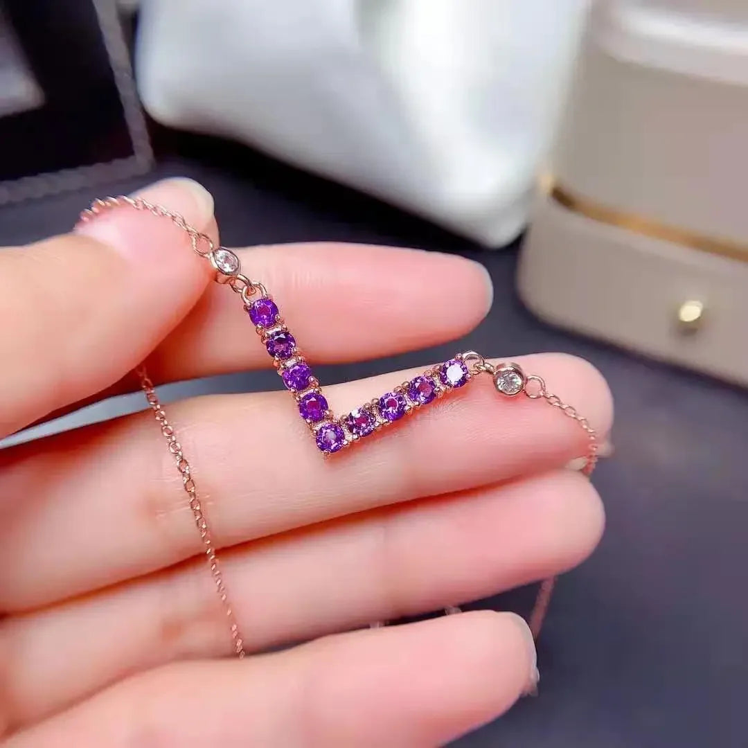 Bijoux améthyste pierre naturelle violette apaisante anti stress parure bague collier argent sterling 925