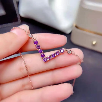Bijoux améthyste pierre naturelle violette apaisante anti stress parure bague collier argent sterling 925