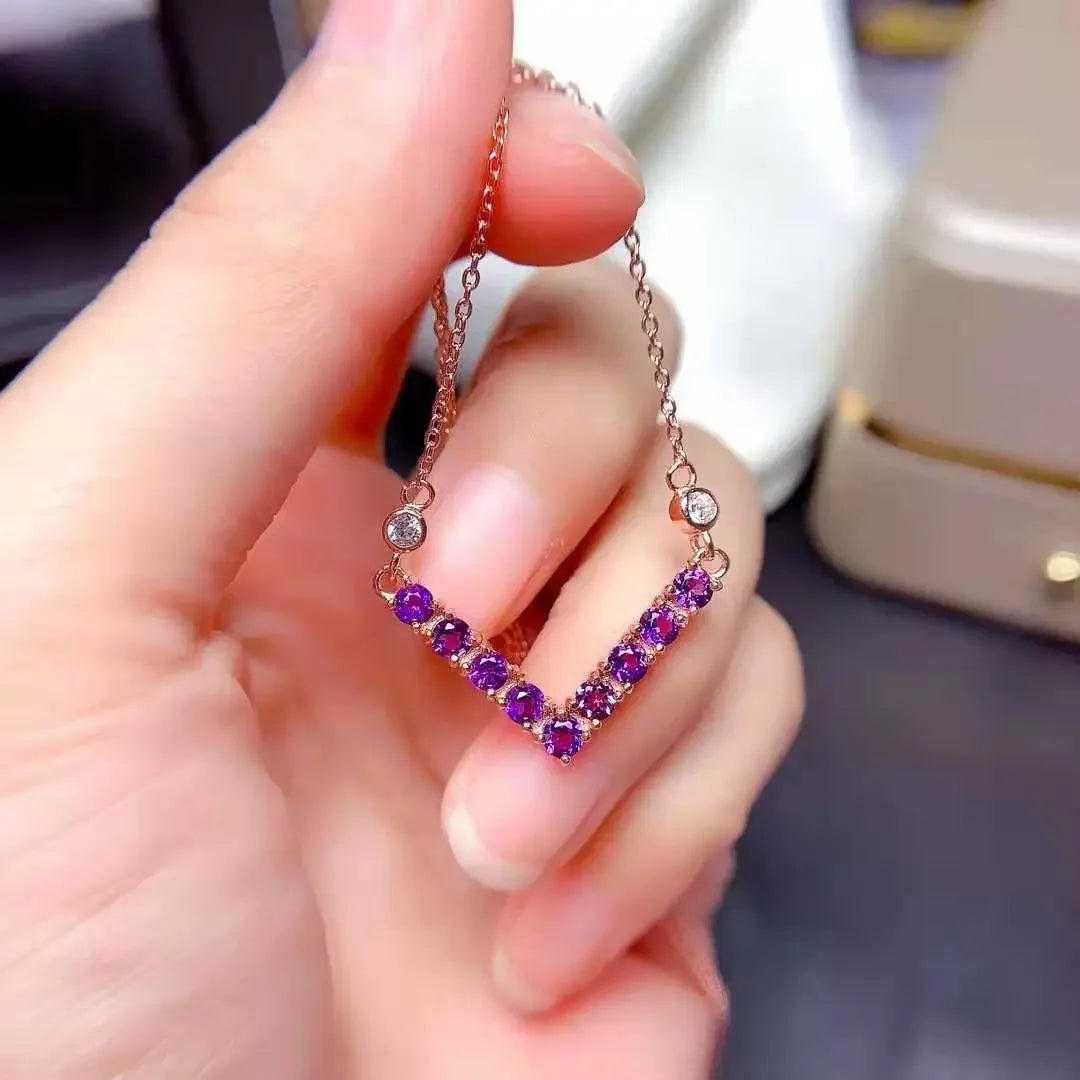 Bijoux améthyste pierre naturelle violette apaisante anti stress parure bague collier argent sterling 925