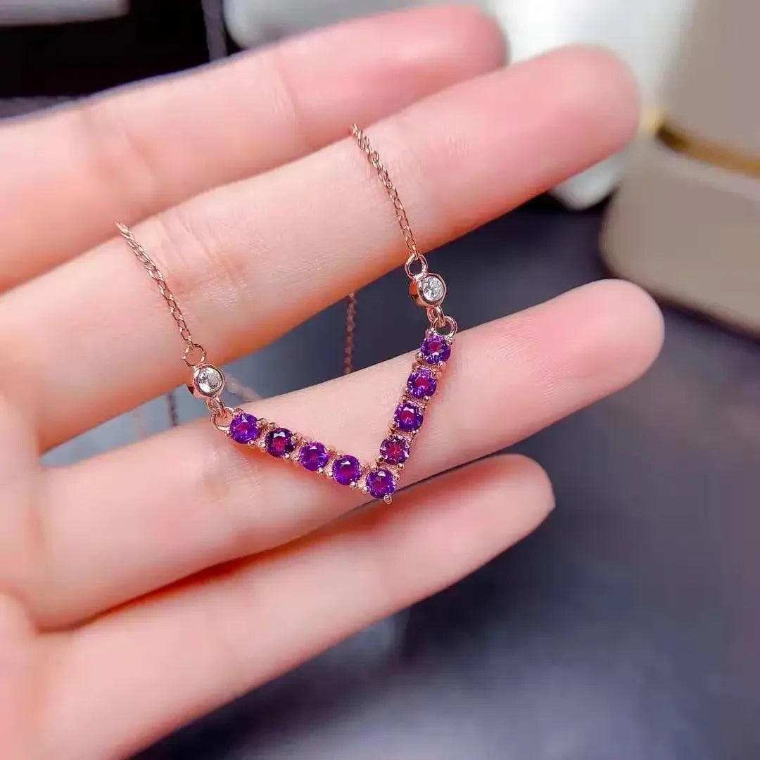 Bijoux améthyste pierre naturelle violette apaisante anti stress collier argent sterling 925