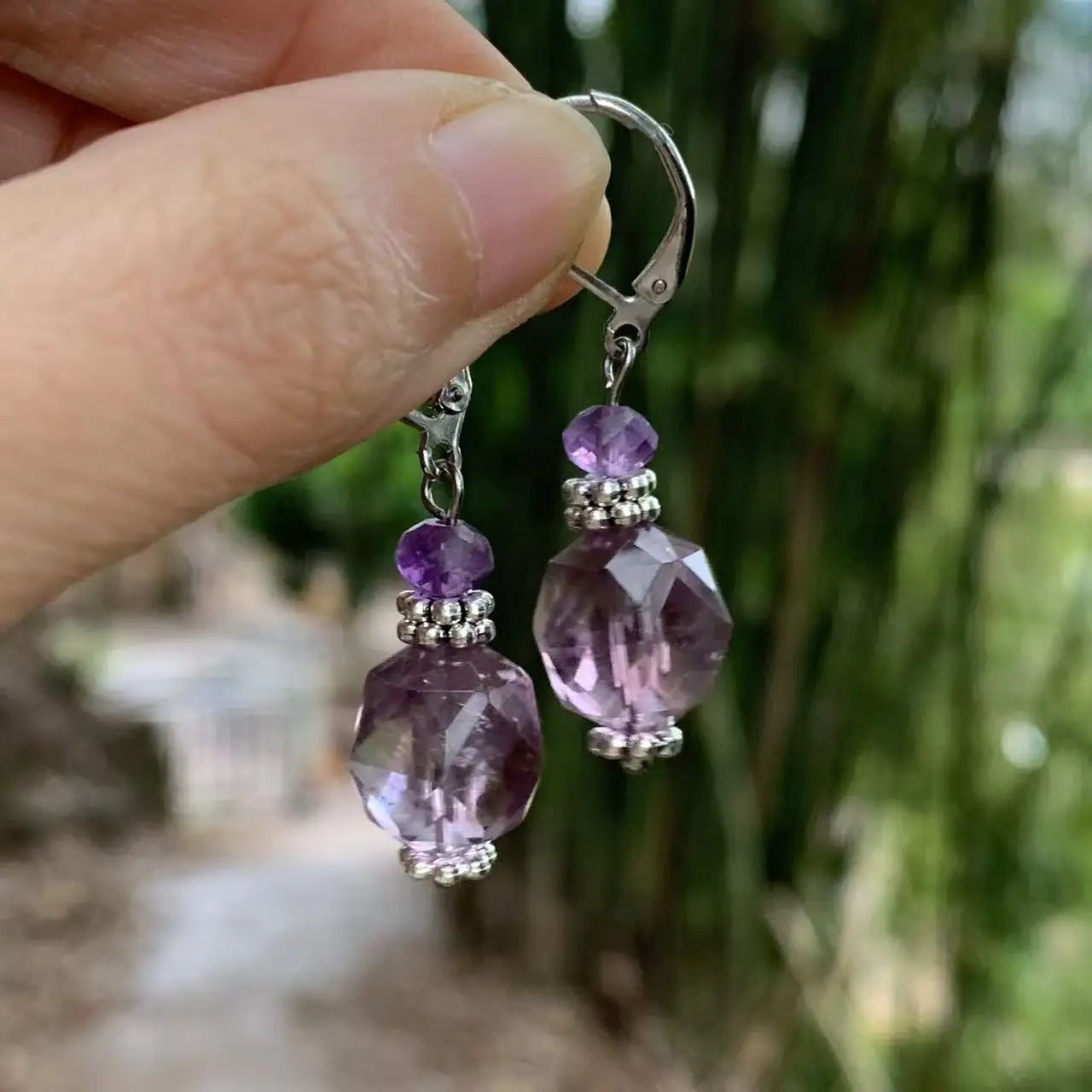 Boucles d'oreilles améthyste | Pierre naturelle - Aurenergie FitYoga