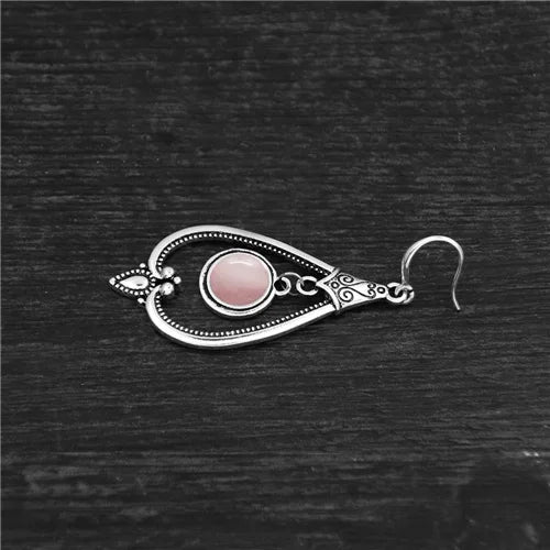 Boucles d'oreilles vintage - Pierres naturelles - argent - quartz rose -Aurenergie FitYoga