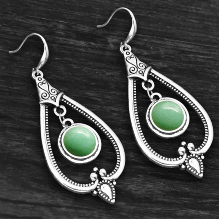 Boucles d'oreilles vintage - Pierres naturelles - Aventurine - Aurenergie FitYoga