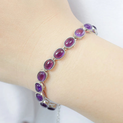 Bracelet améthyste pierre violette femme argent