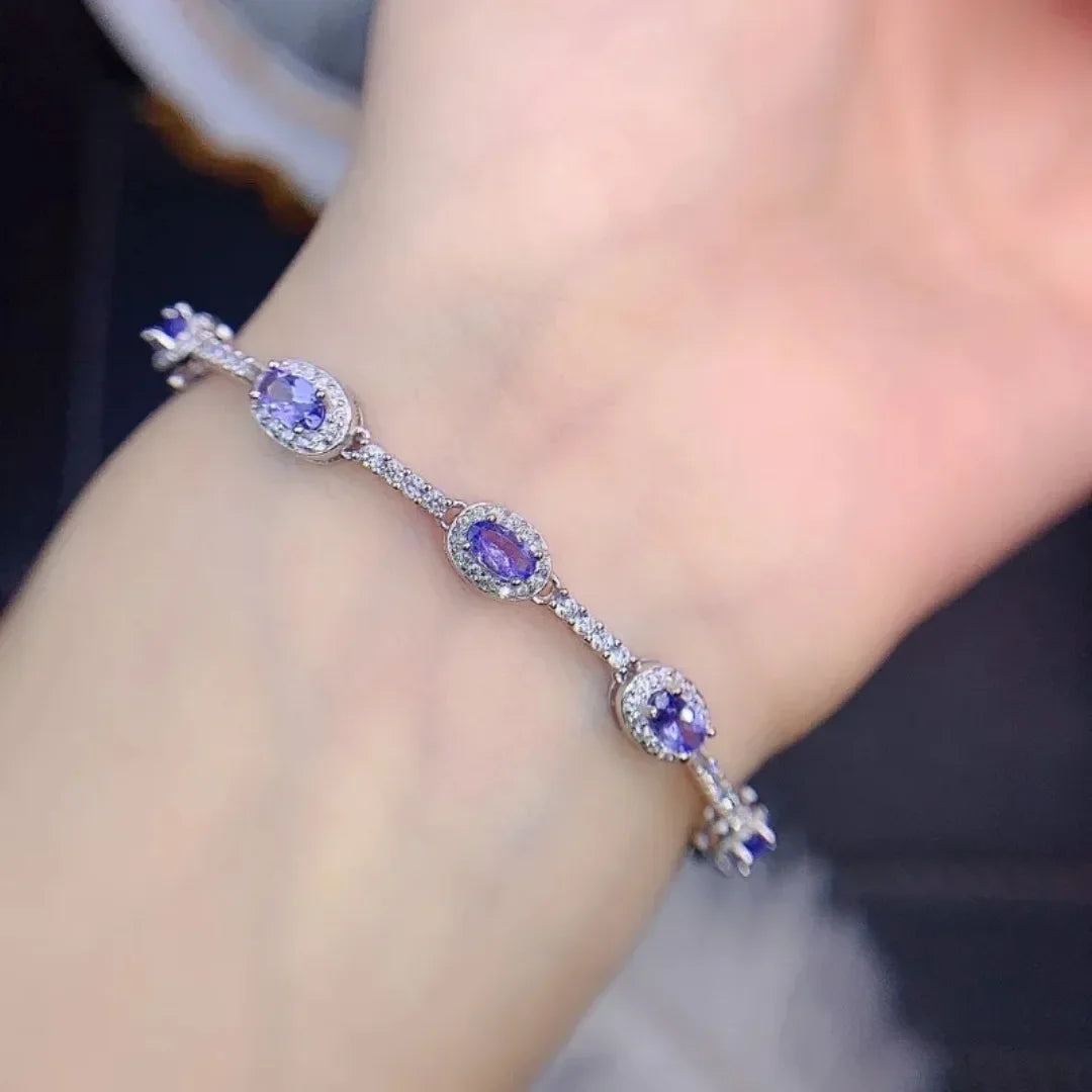 Bracelet femme argent pierres naturelles tanzanite bleue