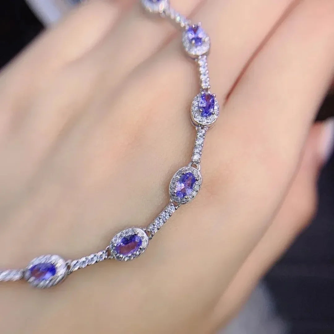 Bracelet femme argent pierres naturelles tanzanite bleue