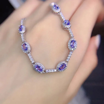 Bracelet femme argent pierres naturelles tanzanite bleue